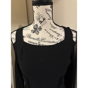 Calvin Klein Sheath DRESS Cold Shoulder Black Classic Open Cutout Cap Sleeves/ M